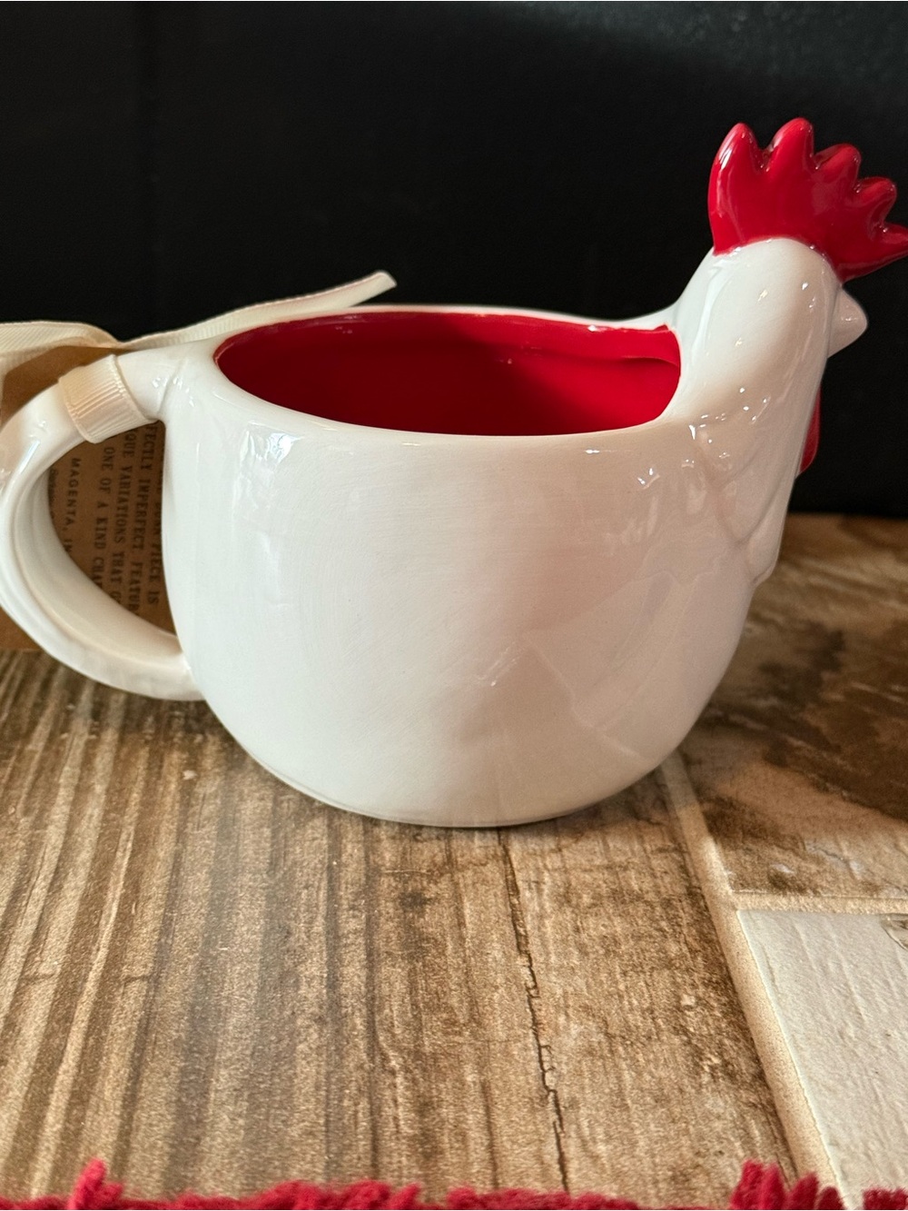 Rae Dunn White and Red 'Rise and Shine' Chicken Mug - Picture 4 of 7